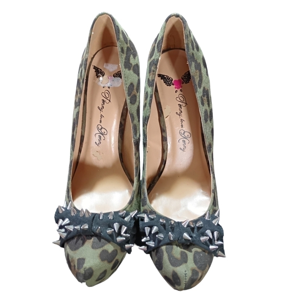 PENNY LOVES KENNY Animal Print Studded Stilettos Pumps Sz 8  Platform Leopard - Picture 2 of 4